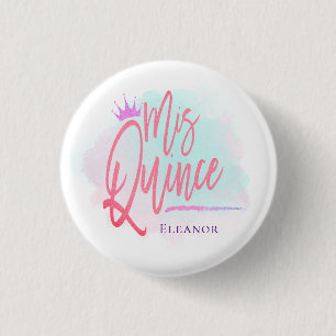 Cool Mis Quince Blush Pink Script Name 3 Cm Round Badge