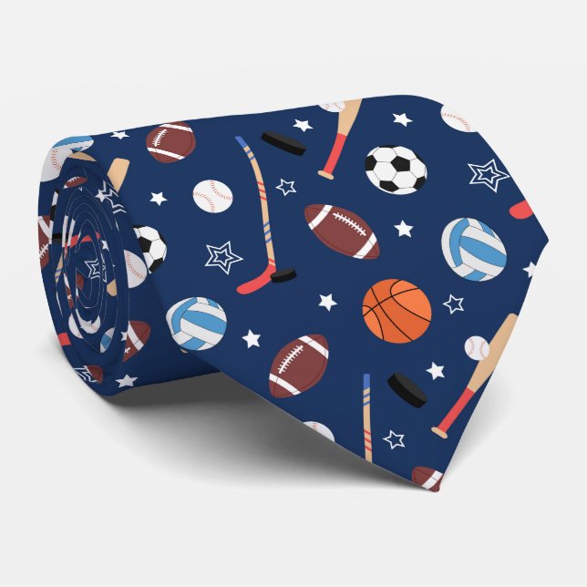 cool mixed sports tiled pattern  tie (Rolled)
