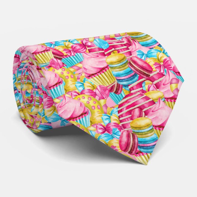 cool mixed sweets tiled pattern tie (Rolled)