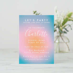 Cool Mod Colourful Groovy Custom Photo Graduation  Invitation