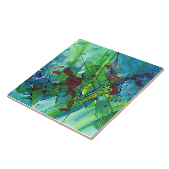 Cool Modern Abstract Acrylic Art Ceramic Tile (Side)