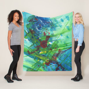Cool Modern Abstract Acrylic Art Fleece Blanket