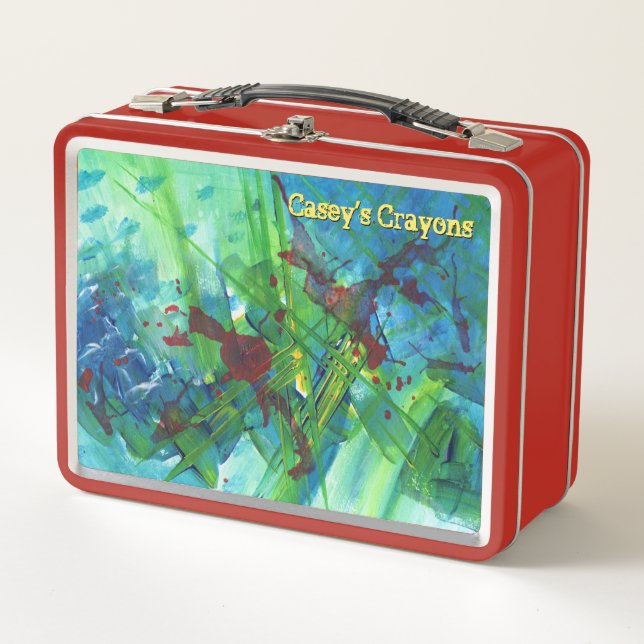 Cool Modern Abstract Acrylic Metal Container Metal Lunch Box (Front)