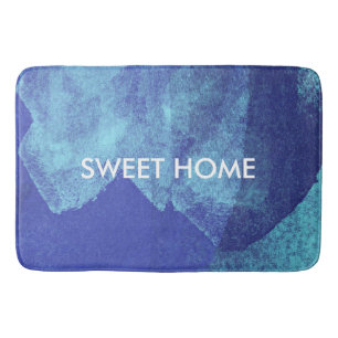 Cool modern abstract blue painting design art bath mat