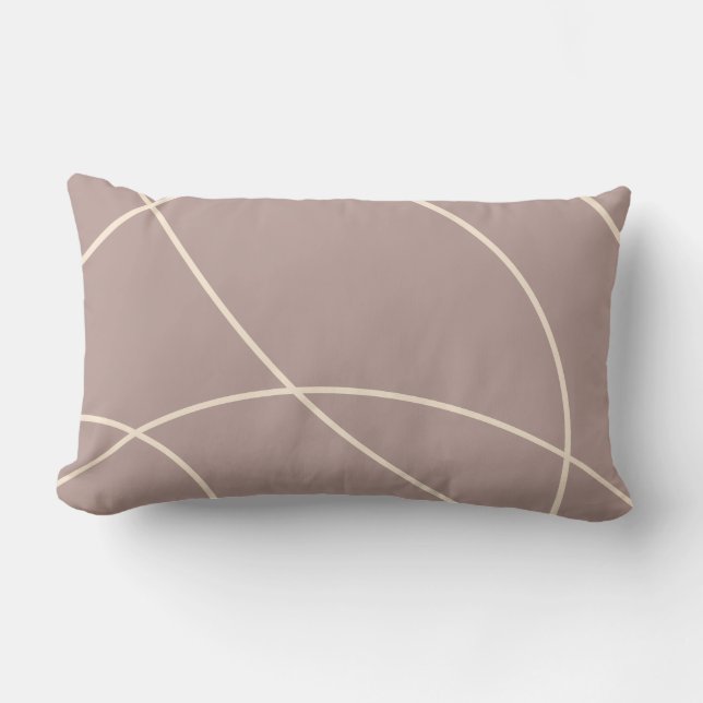 Cool Modern Abstract Line Art Drawing Dusty Mauve Lumbar Cushion (Front)