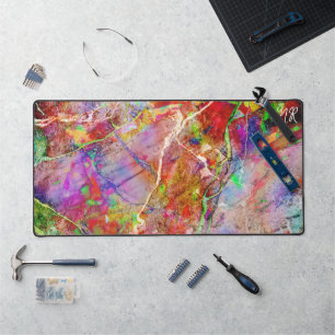  Cool Modern Abstract Marble Colourful Neon Initia Desk Mat