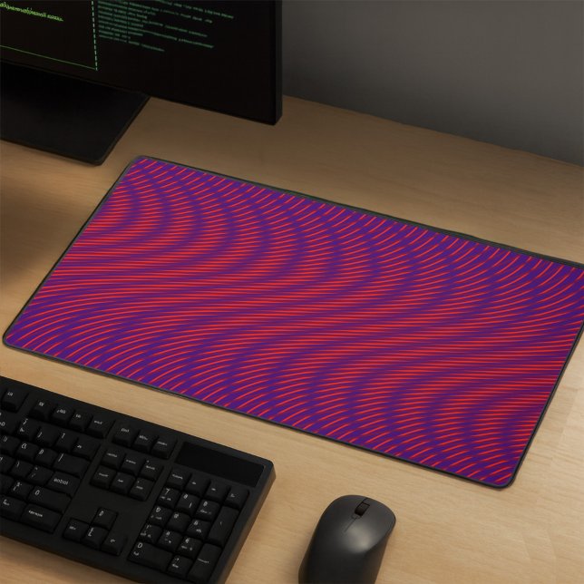   Cool & Modern Abstract Moiré Effect Purple & Red Desk Mat (Creator Uploaded)