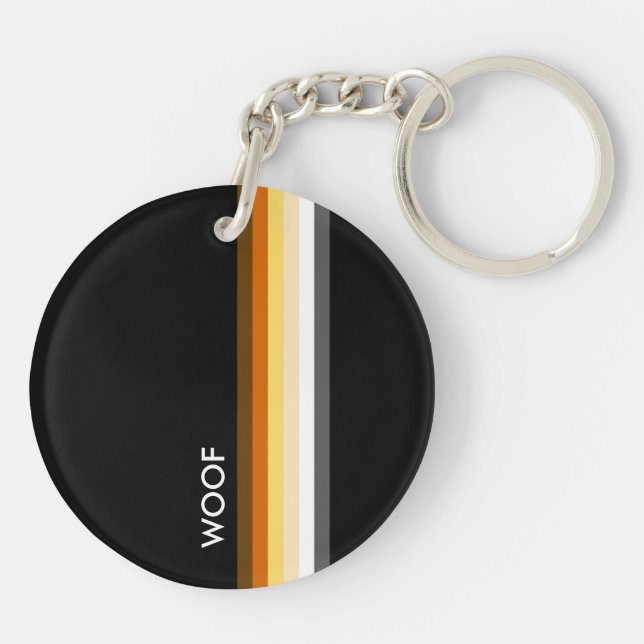 Cool Modern and clean Gay Bear Pride Flag WOOF Key Ring (Back)