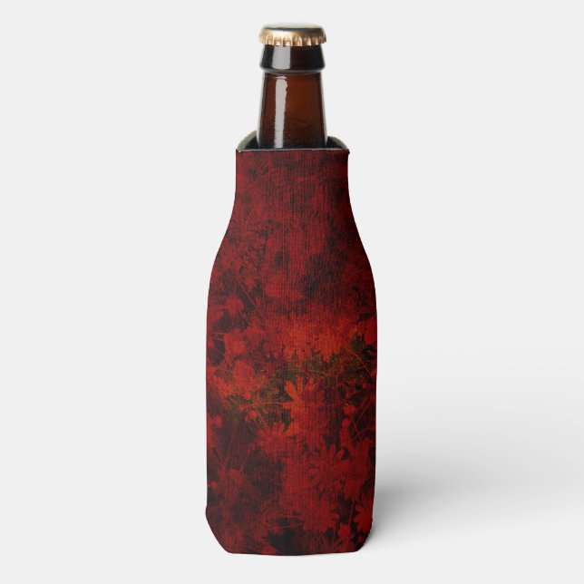 Cool, modern art of floral / flower pattern bottle cooler (Bottle Front)