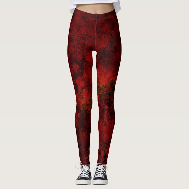 Cool, modern art of floral / flower pattern leggings (Front)