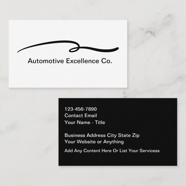 Cool Modern Automotive Theme Business Cards (Front/Back)