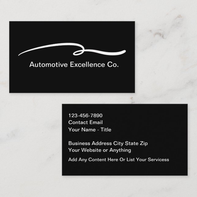 Cool Modern Automotive Theme Business Cards (Front/Back)