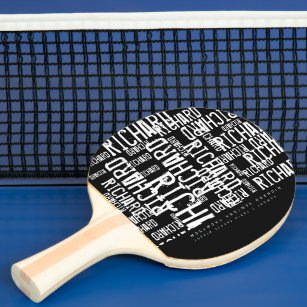Cool / modern b/w table-tennis-paddle with name ping pong paddle