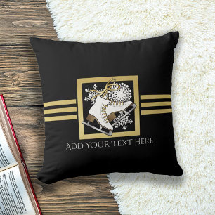 Cool Modern Black and Gold Glitter Ice Skating Cushion