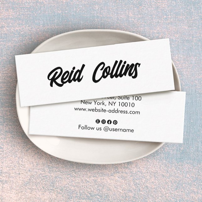 Cool Modern Black and White bold Script Mini Business Card (Creator Uploaded)