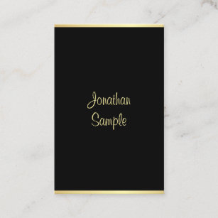 Cool Modern Black Gold Hand Script Personalised Business Card