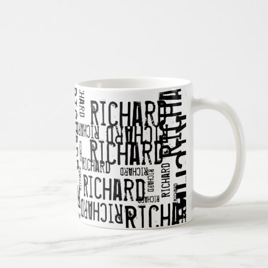 cool & modern black & white name, typography coffee mug