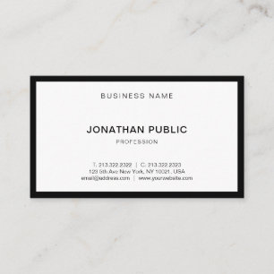 Cool Modern Black White Professional Elegant Plain Business Card