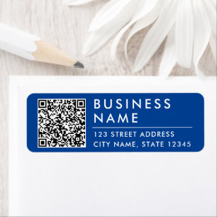 Cool Modern Blue Minimalist Website QR Code Return Address Label