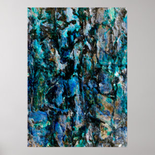 Cool, modern blue paint old wall grunge art design poster