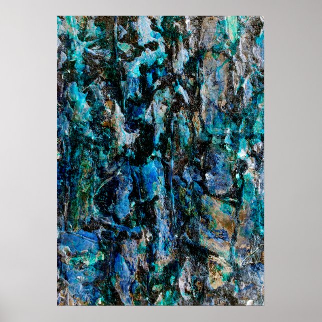 Cool, modern blue paint old wall grunge art design poster (Front)
