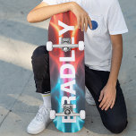 Cool Modern Blue Red Fire Trendy Custom Name Skateboard<br><div class="desc">Cool Modern Blue Red Fire Trendy Custom Personalised Name Skateboard features your personalised name in modern typography on an abstract blue and red fire pattern background. Personalise by editing the text in the text box provided. Give a custom made gift, personalised skateboard to your favourite skateboarder for Christmas, birthday or...</div>