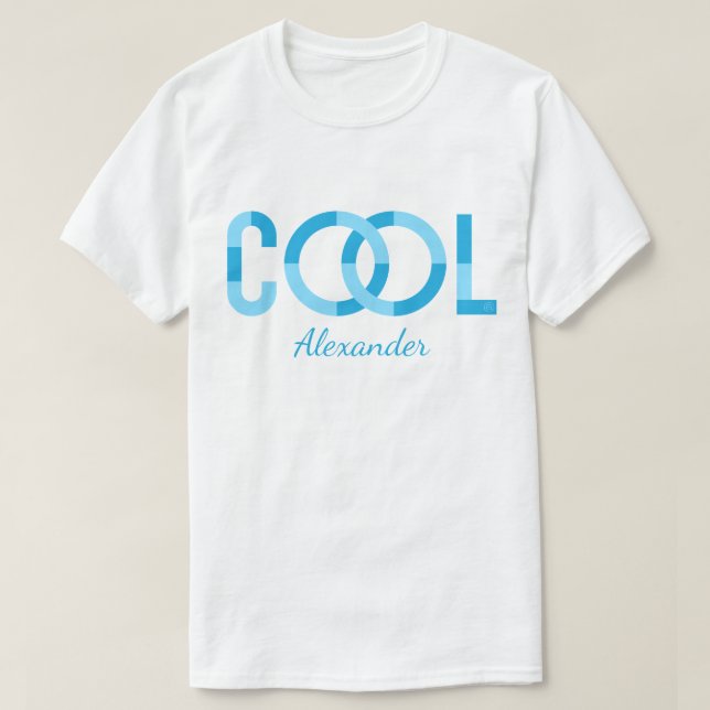 Cool | Modern Blue Typography Name Customised T-Shirt (Design Front)