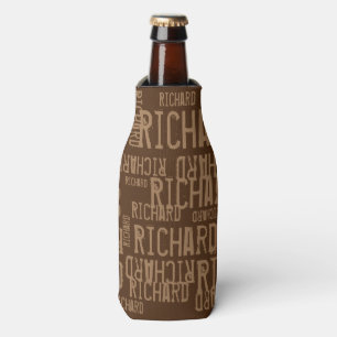 Cool & modern brown named typography bottle cooler
