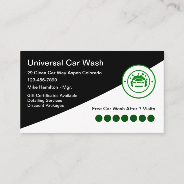 Cool Modern Car Wash Loyalty Rewards Business Card (Front)