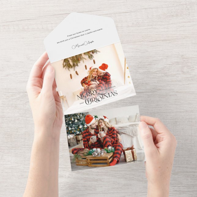 Cool Modern Christmas Typography Photo All In One Invitation (Tearaway)