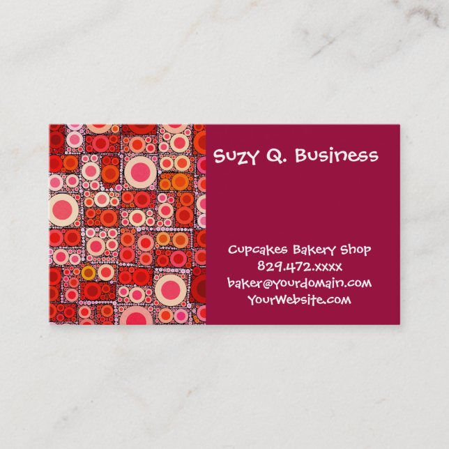 Cool Modern Circle Orange Red Mosaic Tile Business Card (Front)