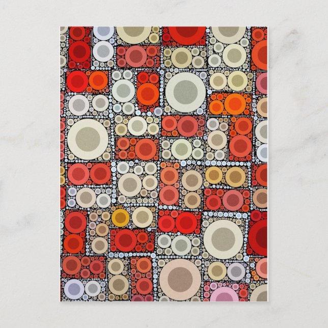 Cool Modern Circle Orange Red Mosaic Tile Postcard (Front)