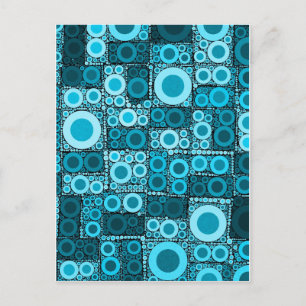 Cool Modern Circles Blue Teal Mosaic Tile Pattern Postcard