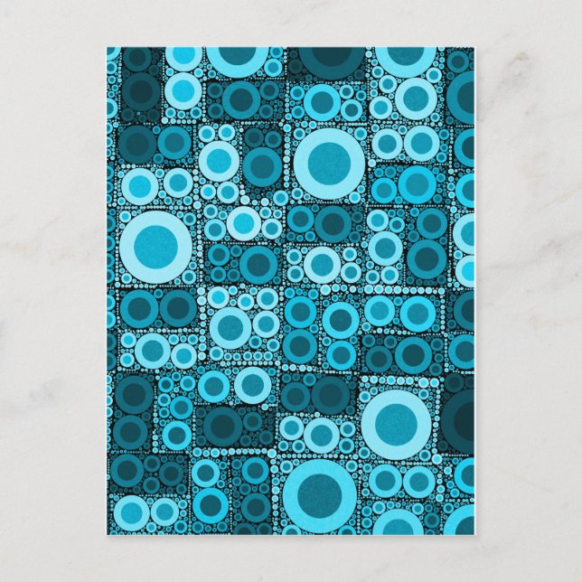 Cool Modern Circles Blue Teal Mosaic Tile Pattern Postcard (Front)