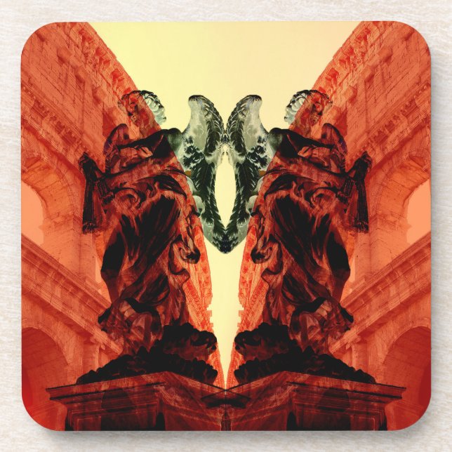 Cool modern collage of historical Rome in red Coaster (Front)