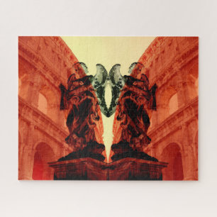 Cool modern collage of historical Rome in red Jigsaw Puzzle