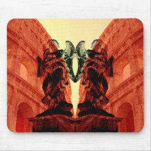 Cool modern collage of historical Rome in red Mouse Pad