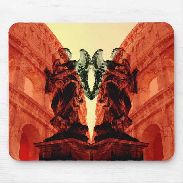 Cool modern collage of historical Rome in red Mouse Pad (Front)