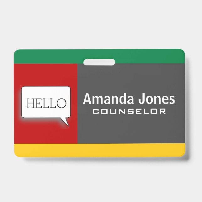 Cool Modern Colour Block Personalised Professional ID Badge (Front)