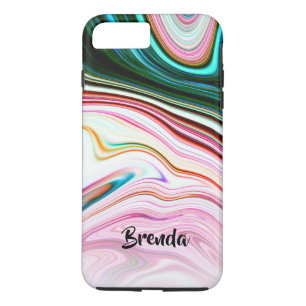 Cool Modern Colourful Marble Swirls Monogram iPhone 8 Plus/7 Plus Case