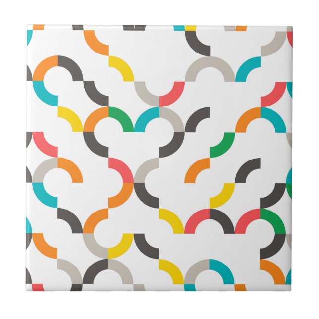 Cool, modern, colourful, trendy circular geometric ceramic tile (Front)