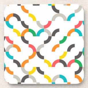 Cool, modern, colourful, trendy circular geometric coaster