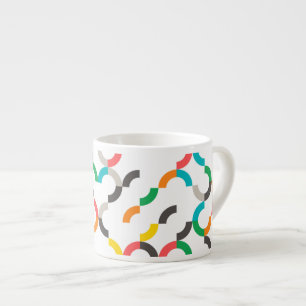 Cool, modern, colourful, trendy circular geometric espresso cup
