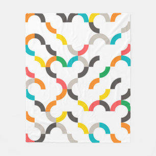 Cool, modern, colourful, trendy circular geometric fleece blanket