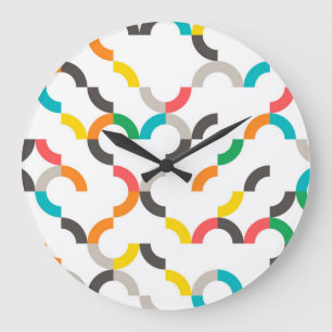 Cool, modern, colourful, trendy circular geometric large clock
