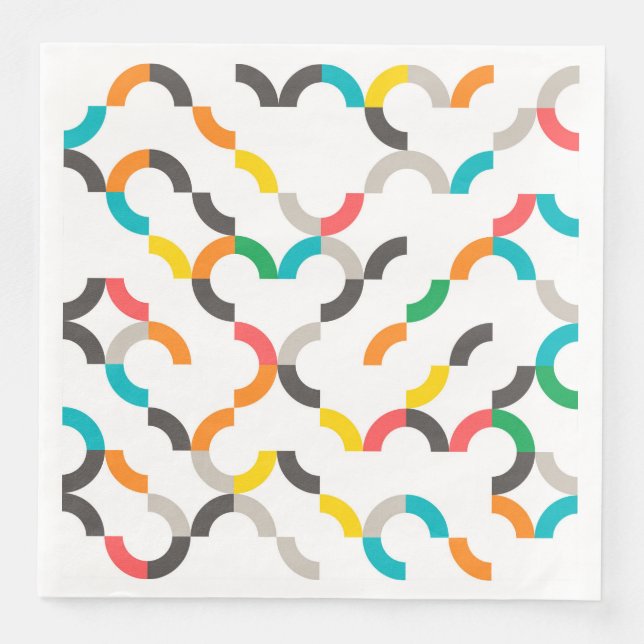 Cool, modern, colourful, trendy circular geometric napkin (Front)