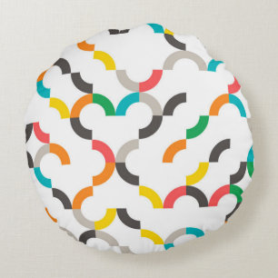 Cool, modern, colourful, trendy circular geometric round cushion