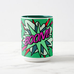 Cool Modern Comic Book BOOM Fun Two-Tone Coffee Mug