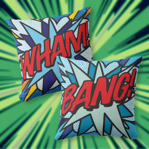 Cool Modern Comic Book WHAM BANG Cushion