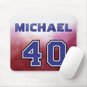 Cool modern Custom sport player Red and blue Mouse Pad